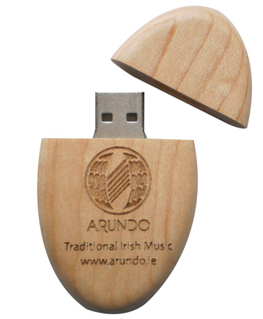 Oval shaped wooden thumb drive